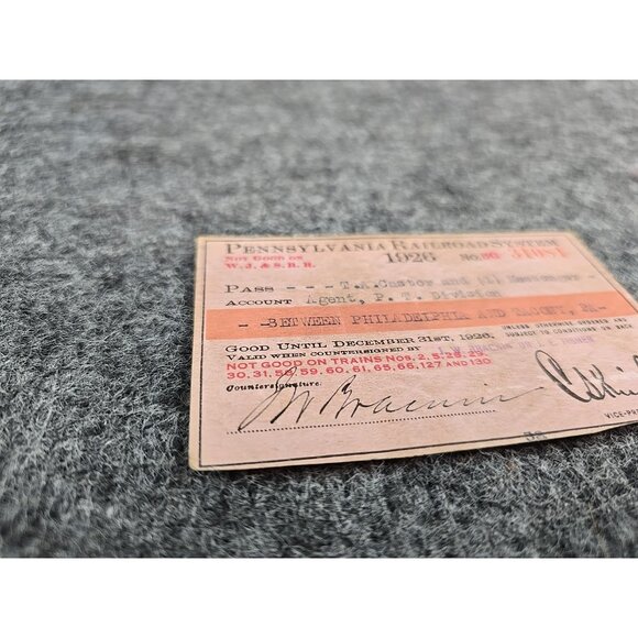 1926 Pennsylvania Railroad System Pass #BG31081 Paper Signed - Picture 2 of 7